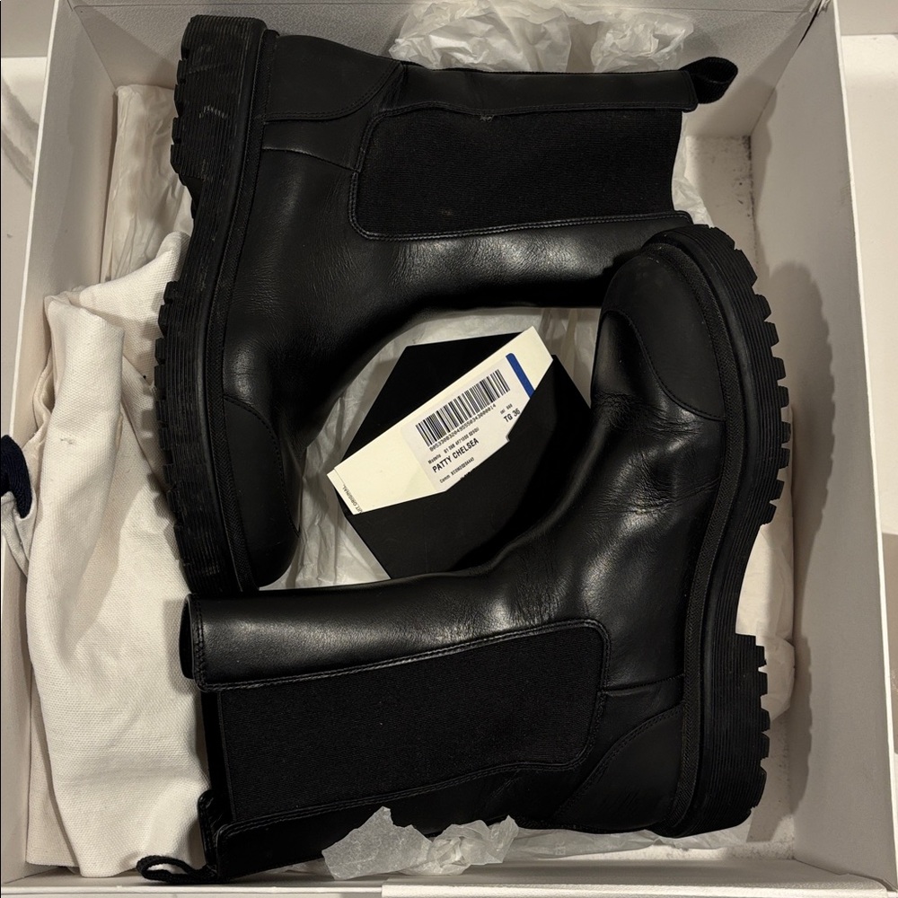 MONCLER Leather Patty Chelsea Boots
